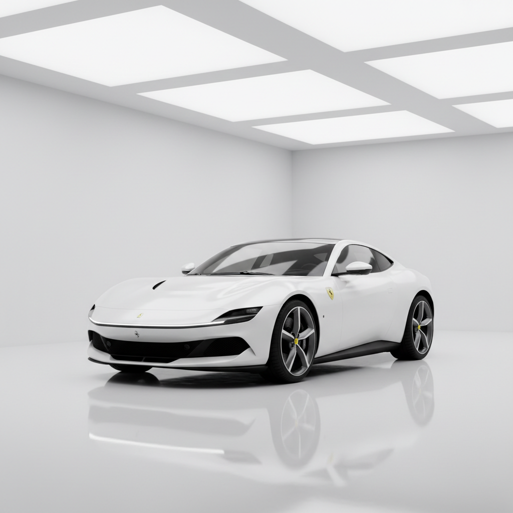 Ferrari Luce electric GT in a press studio