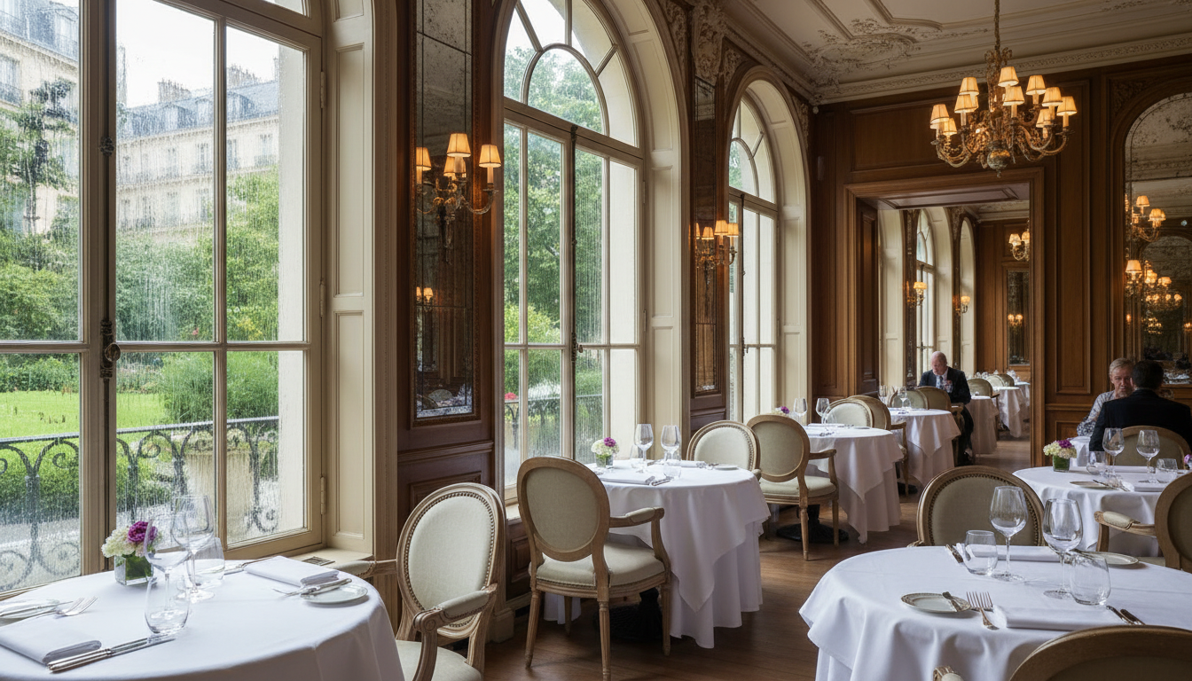 The luminous dining room of the three-Michelin-starred restaurant Epicure.