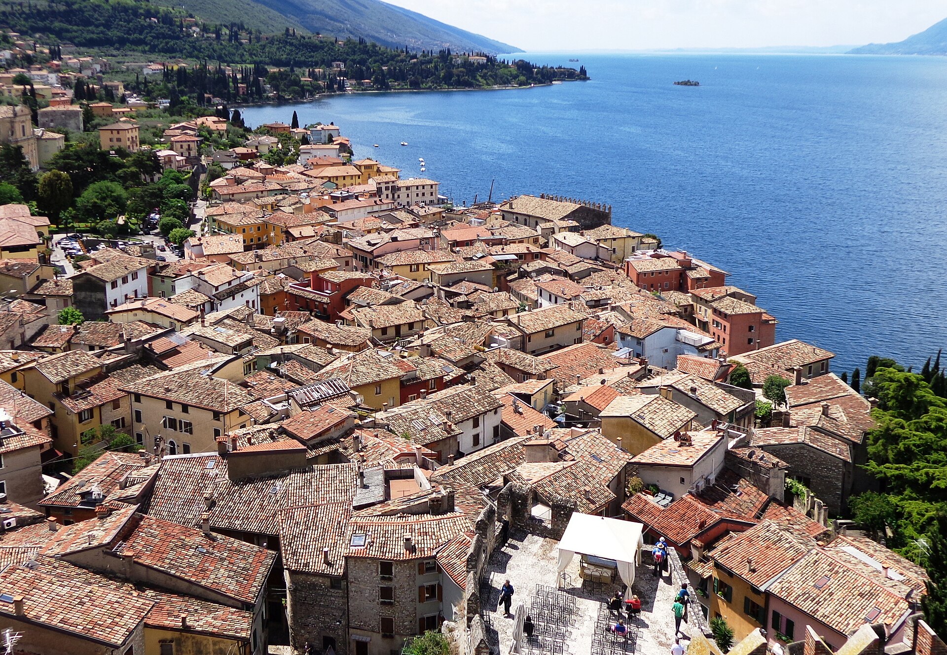 The medieval castle of Malcesine on its rocky outcrop over Lake Garda.