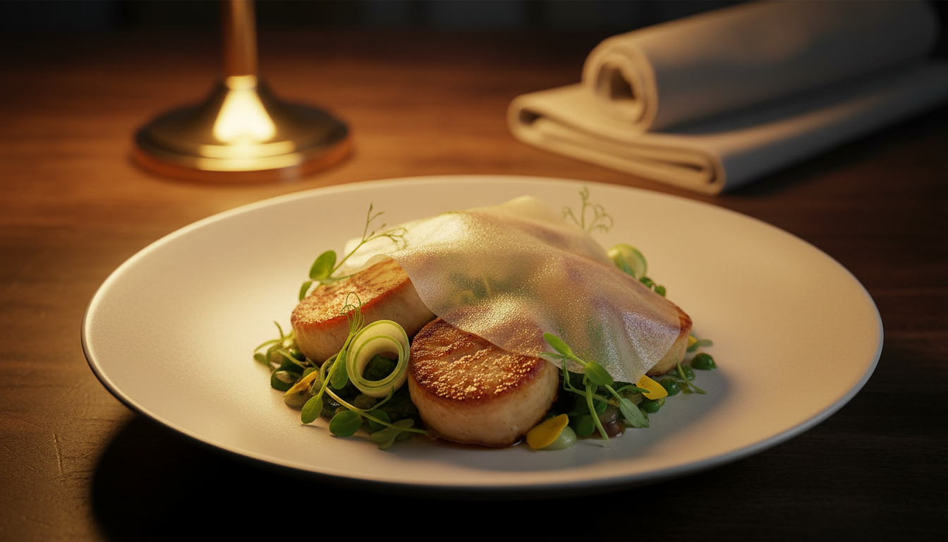 A beautifully plated course of lamb sweetbreads at Steirereck.