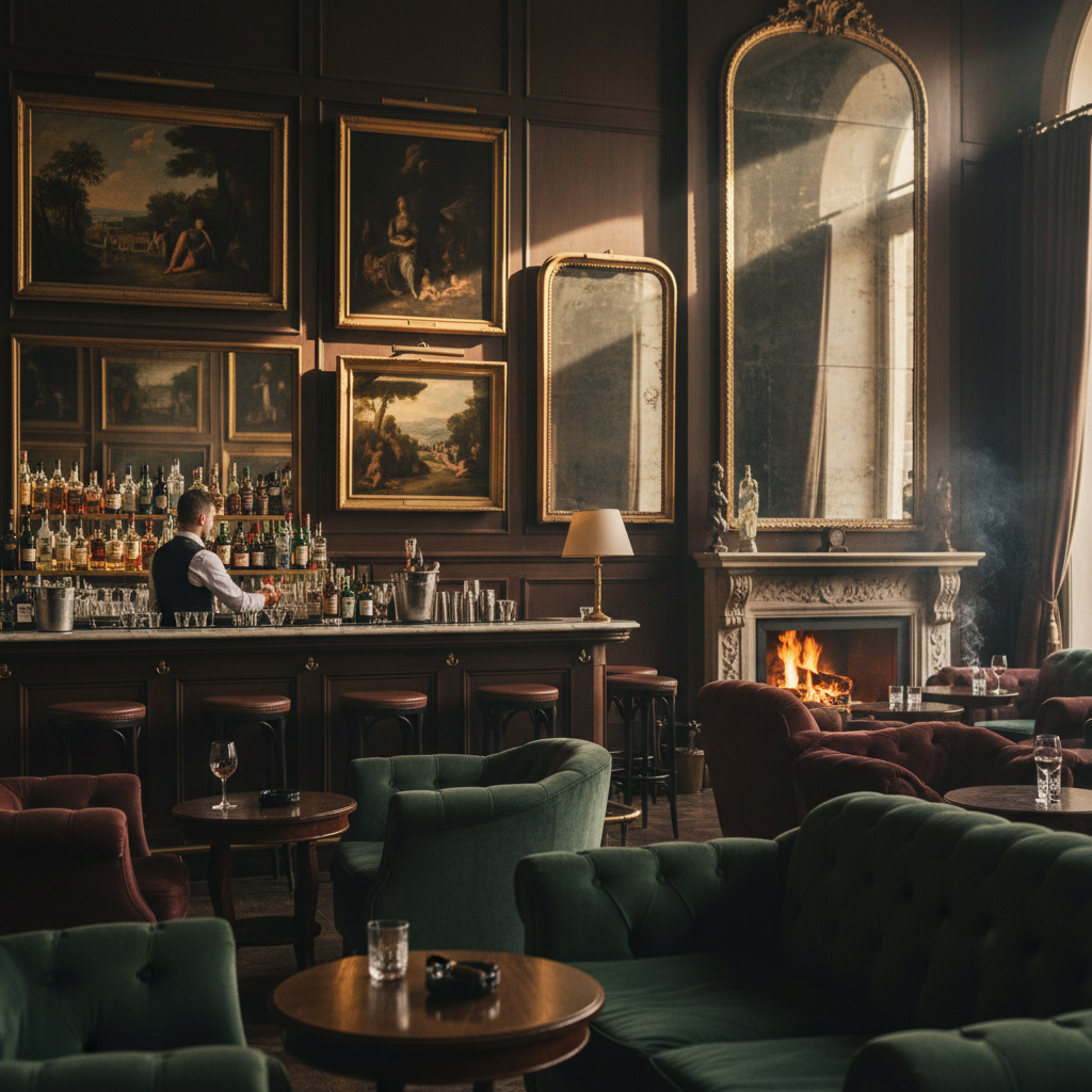 The opulent and intimate interior of Bar Longhi at The Gritti Palace.