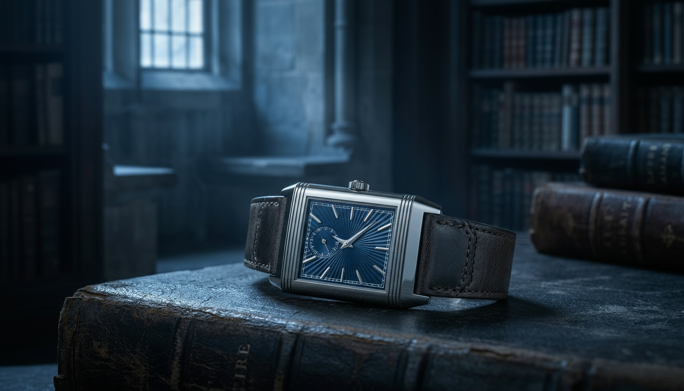 A close-up of the secondary blue dial of the Reverso Tribute Duoface.
