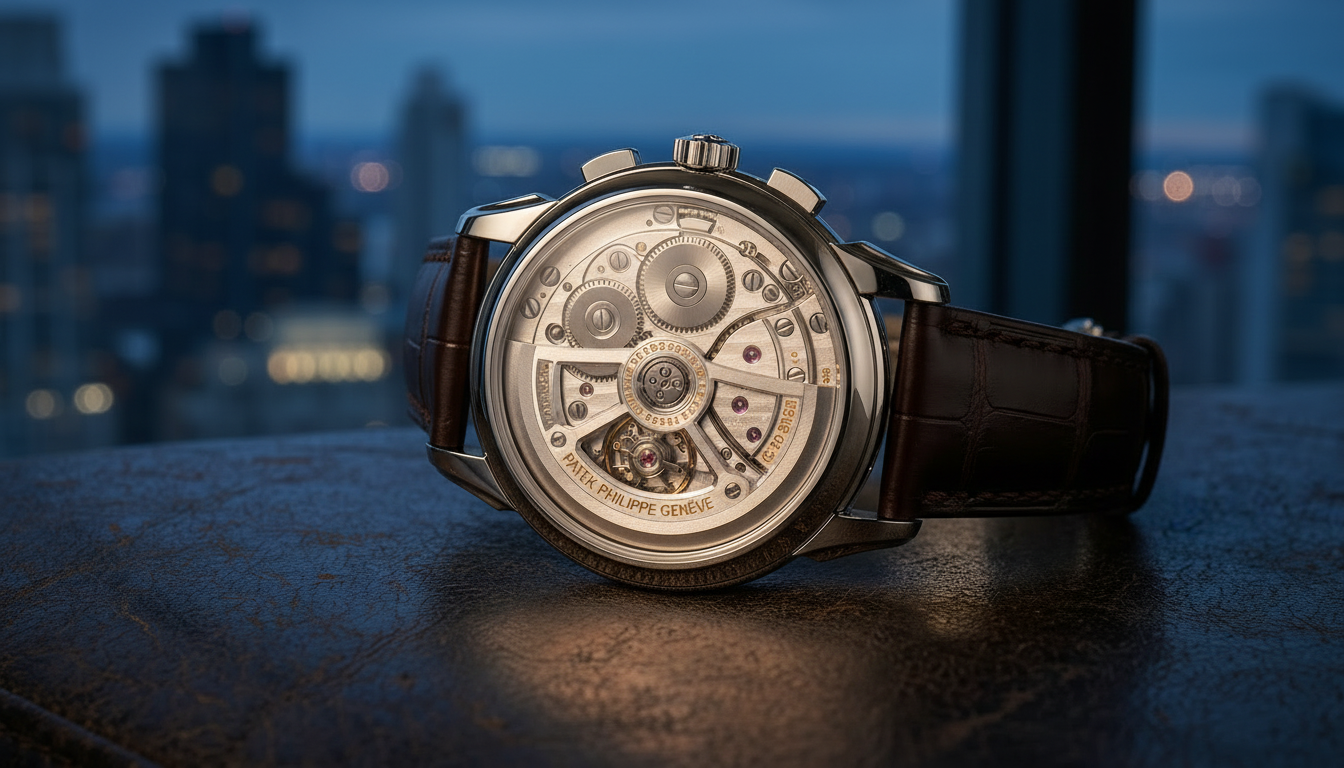 The intricate, hand-finished Calibre CH 29-535 PS Q movement seen through the watch's caseback.