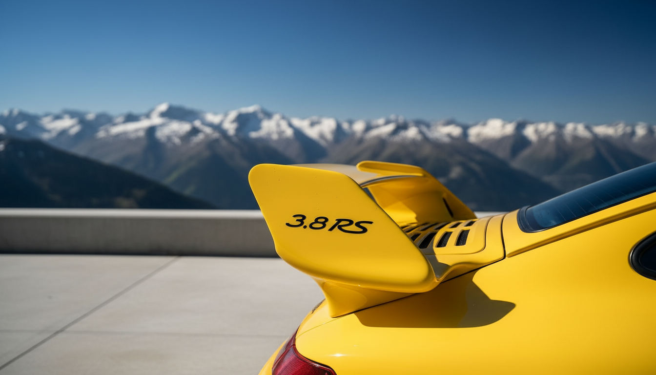 Detail of the rear wing on a Porsche 993 Carrera RS.