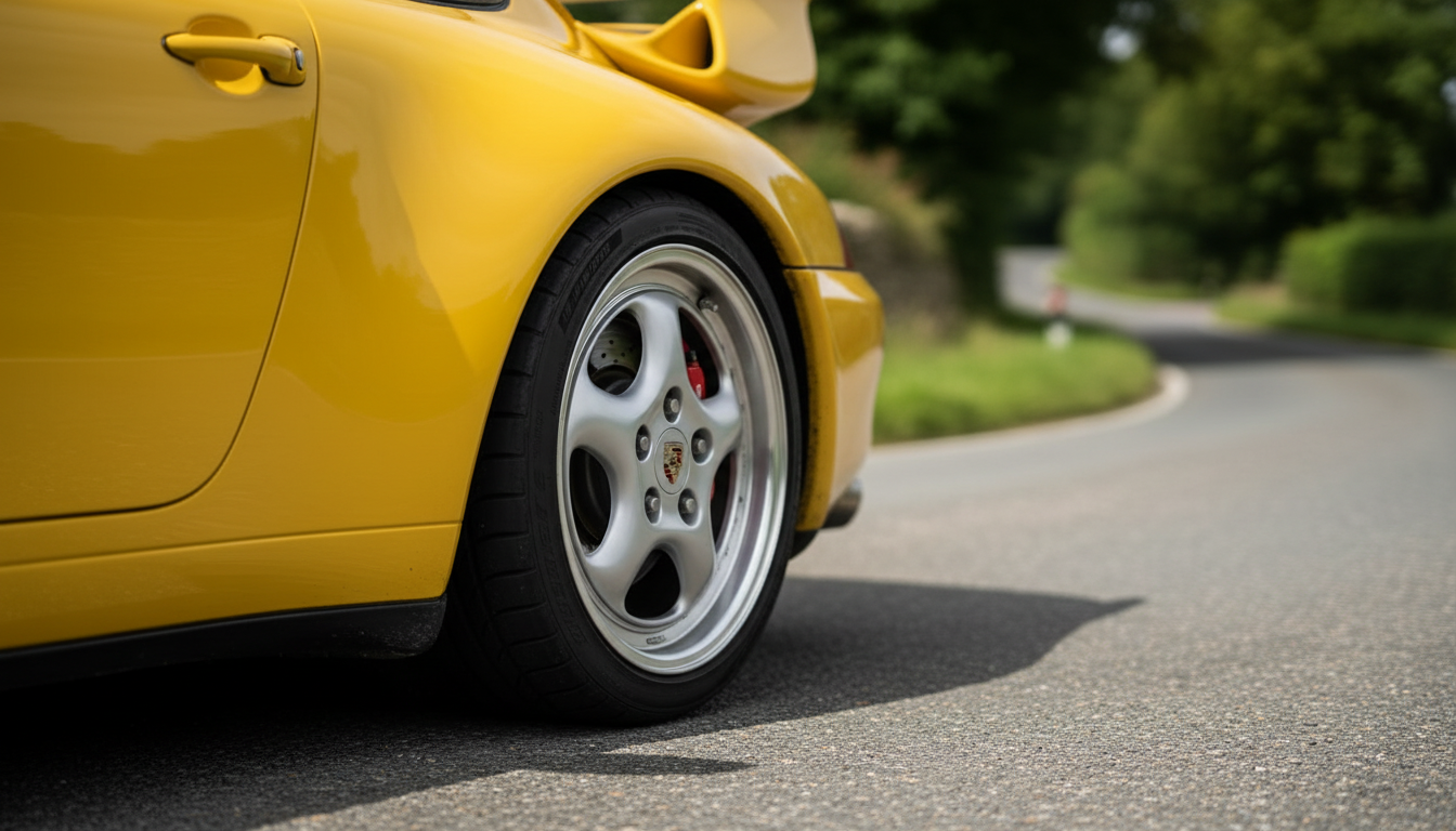 Detail of the three-piece Speedline wheel on a 993 Carrera RS.